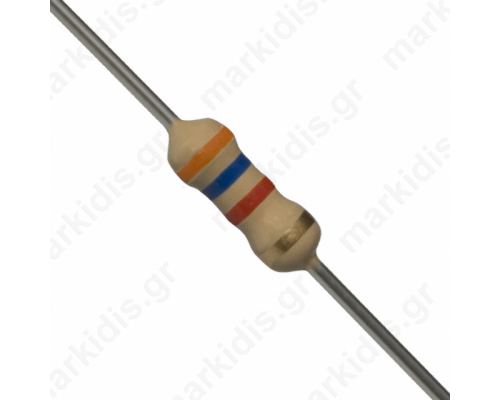 Resistor metal film THT 3.6komh 0.4W ±1%  1.9x3.7mm 50ppm/°C