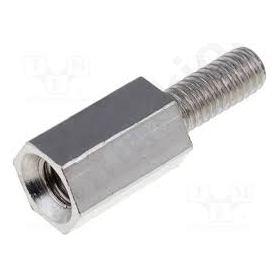 TFM-M3X8/DR213 Screwed spacer sleeve; Int.thread: M3; 8mm; Ext.thread: M3; brass