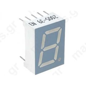 Display: LED; single 7-segment; 13.2mm; green; 3-10.5mcd; cathode