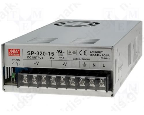 ΤΡΟΦΟΔΟΤΙΚΟ SWITCHING 15V 20A 300W (MEAN WELL)