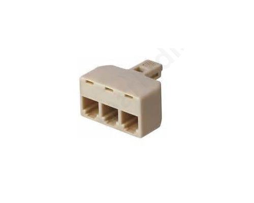 TELEPHONE ADAPTOR 1MALE-3FEMALE 6P4C
