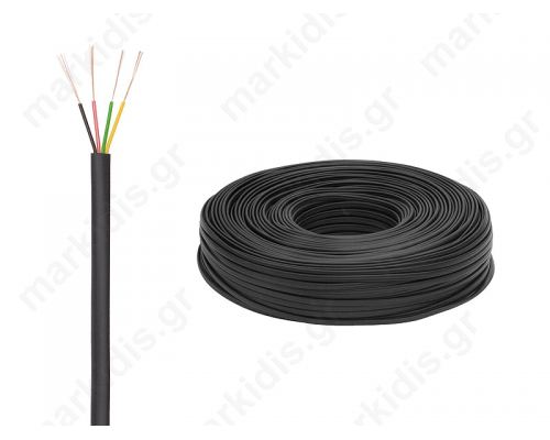 Flat telephone cord Black-Number of cores 4
