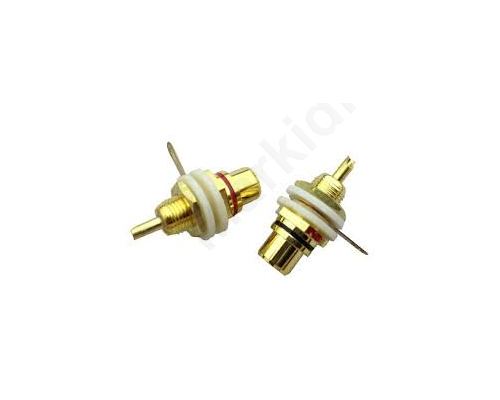 Socket; RCA; female; gold plated; for panel mounting; 6mm