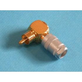 PLUG RCA male GOLD CORNER FOR CABLE 7MM