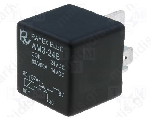 Relay electromagnetic SPDT Ucoil 24VDC 80A automotive 1.8W
