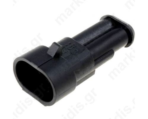 Connector wire-wire Superseal 1.5 plug male PIN 2 IP67 24VDC