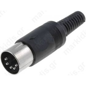 Plug DIN male PIN5 Layout 240° straight for cable soldering DC-001