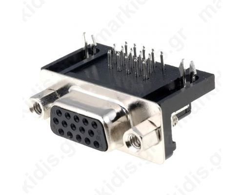 CONNECTOR D-SUB ΘΗΛ 15P VGA ΓΩΝΙΑΚΟΣ