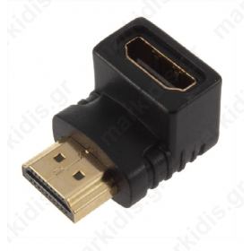 Adaptor  HDMI F - HDMI M Γωνία, DeTech, Μαύρο