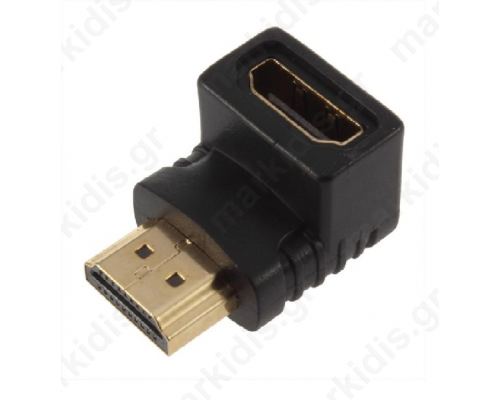 Adaptor  HDMI F - HDMI M Γωνία, DeTech, Μαύρο