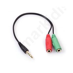 Audio adapter DeTech 3.5 Male - 2x3.5 Female, 20cm