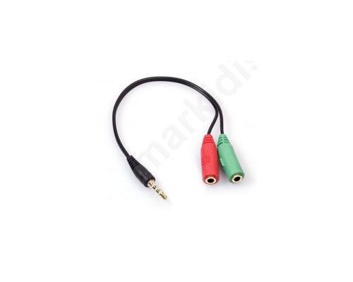 Audio adapter DeTech 3.5 Male - 2x3.5 Female, 20cm
