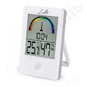 Ψηφιακό θερμόμετρο / υγρόμετρο εσωτερικού χώρου με ρολόι και έγχρωμη απεικόνιση