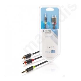 Καλώδιο ήχου 3,5mm Stereo αρσ. - 2x RCA αρσ., 5m, σε μαύρο χρώμα.