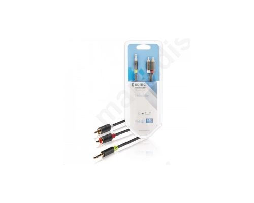 Stereo Audio Cable 3.5 mm Male - 2x RCA Male 5.00 m, Anthracite