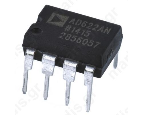 AD622ANZ, Instrumentation Amplifier, 0.125mV Offset 1MHz, 8-Pin PDIP