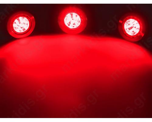 SET 3 ΠΡΟΒΟΛΕΩΝ LED RED ΜΕ ΛΕΥΚΟ ΠΕΡΙΒΛΗΜΑ