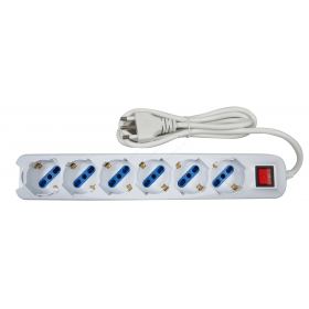 6 places multisocket with switch and 16A plug