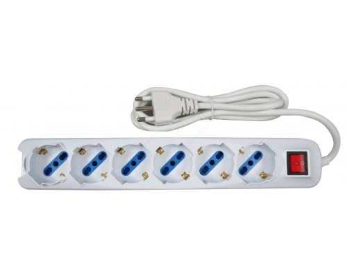 6 places multisocket with switch and 16A plug