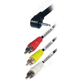 3,5mm 4-Pin, 90° σε 3 RCA stereo 1.5μ για Sony, JVC, Canon & Raspberry Pi