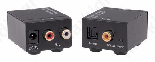 ANGA QA-C102 Μετατροπέας Ψηφιακού Ήχου Toslink ή Coaxial σε Stereo RCA (περιλαμβάνει τροφοδοτικό 5V/1A)