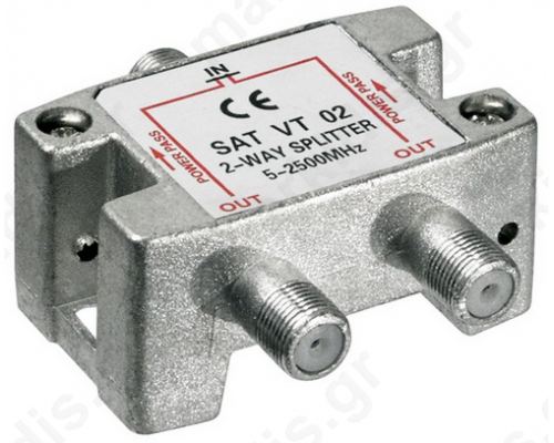 VT02 Splitter 2 Εξόδων 5-2450MHz Με διέλευση τάσης