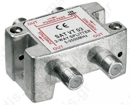 VT03 Splitter 3 Εξόδων 5-2450MHz Με διέλευση τάσης