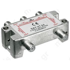 VT04 Splitter 4 Εξόδων 5-2450MHz Με διέλευση τάσης