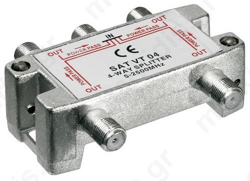 VT04 Splitter 4 Εξόδων 5-2450MHz Με διέλευση τάσης