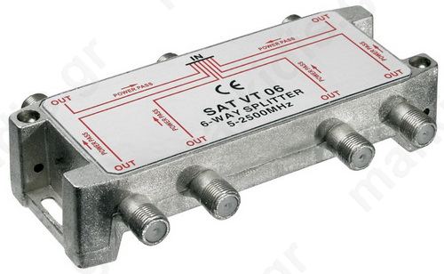 VT06 Splitter 6 Εξόδων 5-2450MHz Με διέλευση τάσης