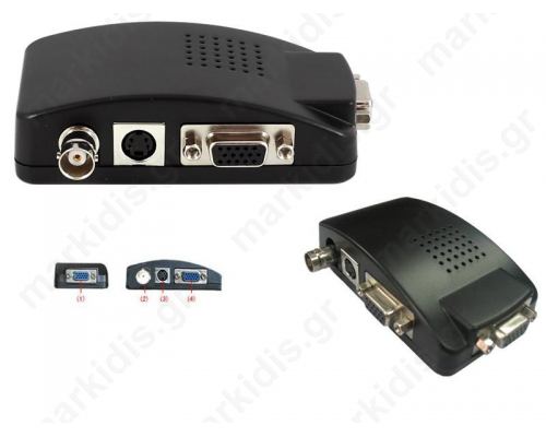 Power Plus CVA-3001 BNC & S-VIDEO σε VGA ΜΕΤΑΤΡΟΠΕΑΣ Ιδανικό για να προβάλεται σήμα εικόνας από Κάμερα ή DVR σε Monitor ή Tηλεόραση