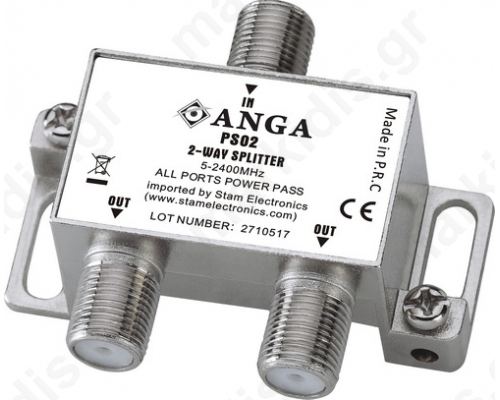 ANGA PS02 Splitter 2 Εξόδων 5-2400MHz Με διέλευση τάσης