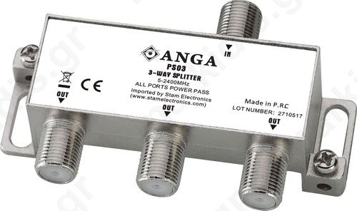 ANGA PS03 Splitter 3 Εξόδων 5-2400MHz Με διέλευση τάσης