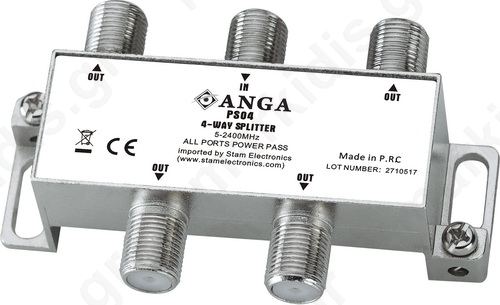 ANGA PS04 Splitter 4 Εξόδων 5-2400MHz Με διέλευση τάσης