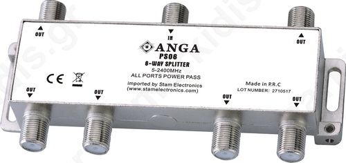 ANGA PS06 Splitter 6 Εξόδων 5-2400MHz Με διέλευση τάσης