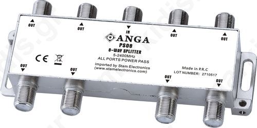 ANGA PS08 Splitter 8 Εξόδων 5-2400MHz Με διέλευση τάσης