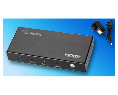 Power Plus PS301HD Επιλογέας HDMI, 3 Εισόδων - 1 Εξόδου με τηλεχειριστήριο & Τροφοδοτικό