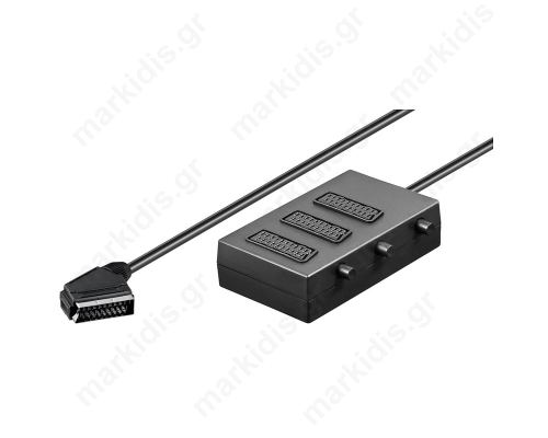 Scart αρσ. σε 3 scart θηλ. με διακόπτες Χρώμα μαύρο Μήκος 0,4μ