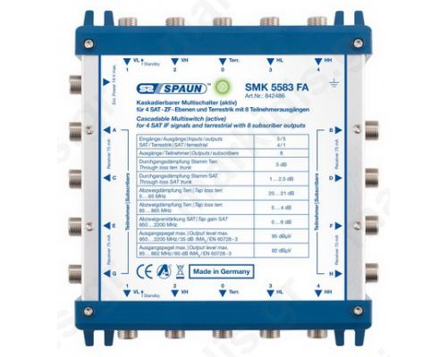 842486 SPAUN SMK5583FA Επέκταση ΕΝΕΡΓΗ για 1 Δορυφόρο + Επίγειο με 8 εξόδους