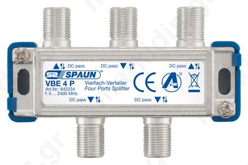 842234 SPAUN VBE4P Splitter 1/4 Εξόδων Με διέλευση τάσης σε όλες τις κατευθύνσεις