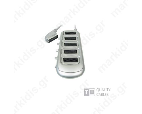   1 Scart To 5 Scart W/Switch