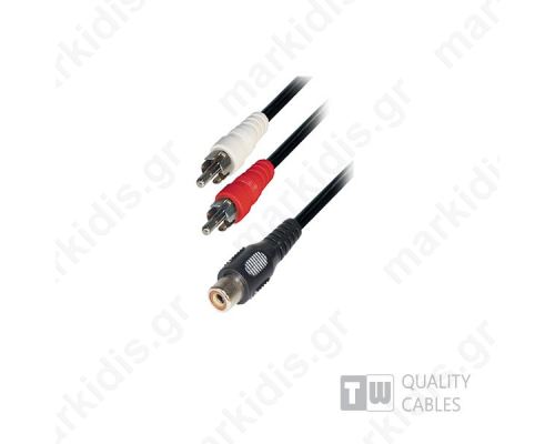   3M M/F  2RCA Plug to 1RCA Jack Nickel