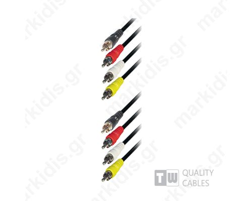   1.5M Nickel Rca Plug To 4RCA Plug