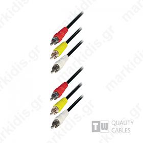   1.5M Nickel 3RCA Plug To 3RCA Plug