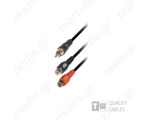   5M F/M  2RCA Jack to 1RCA  Plug Nickel