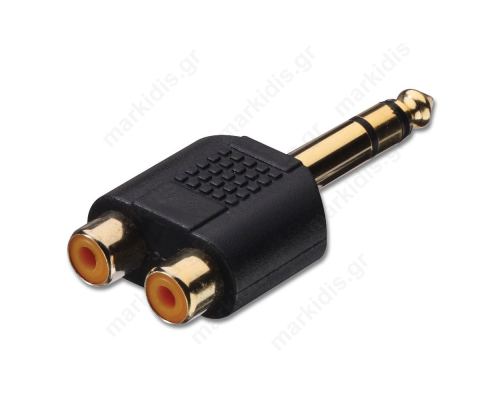 ADAPTOR AUDIO 6.3MM STEREO MALE/2 FEMALE RCA
