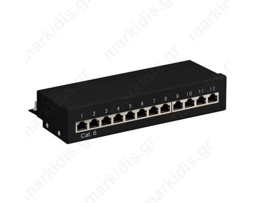 69307 CAT6 ETHERNET PATCH PANEL 12PORT STP BLACK