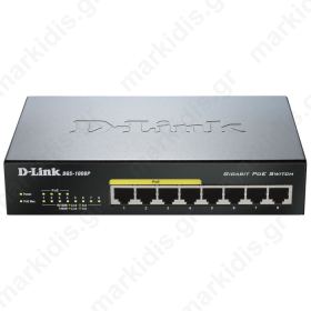 D-LINK DGS-1008P POE UNMANAGED GIGABIT ETHERNET 8-PORT SWITCH (DESKTOP)