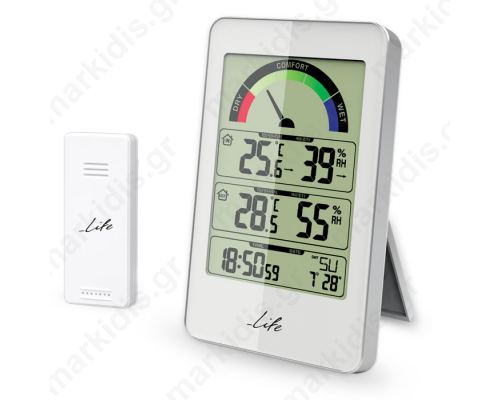 LIFE WES-203 Weather station with wireless outdoor sensor clock, white