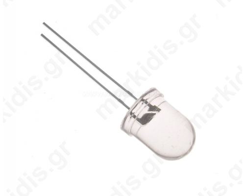 LED 10mm Μπλέ  4200-5500mcd 30° Front convex Pitch 2.54mm